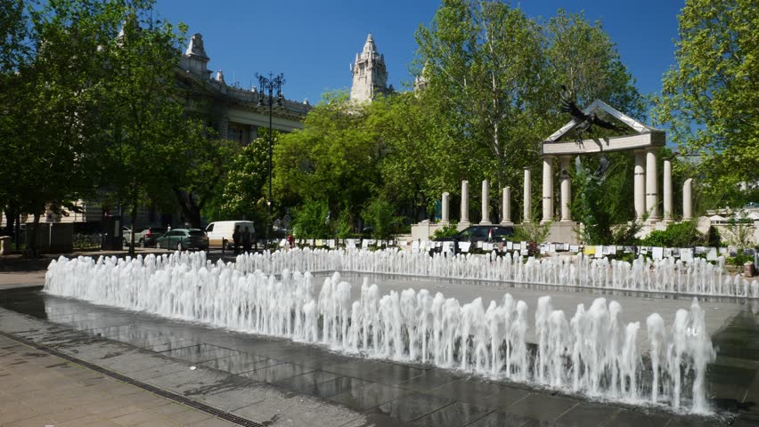 Fountain at the Freedom square of Budapest, Hungary
