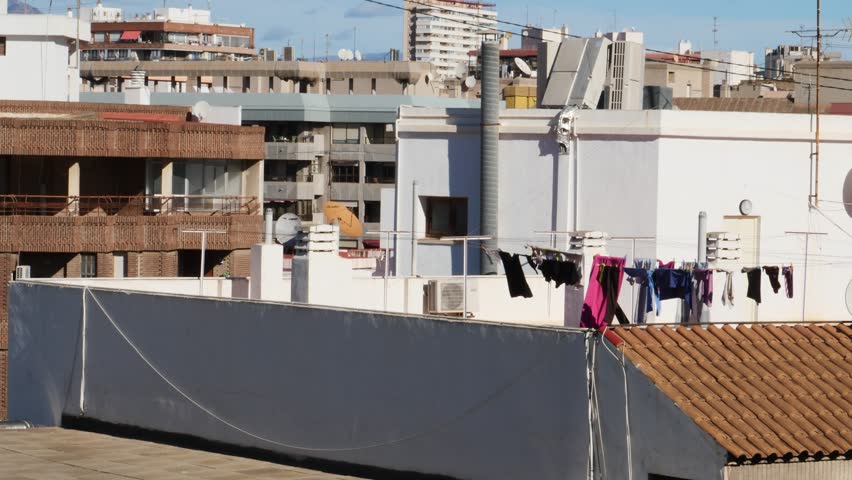 Clothes drying on the roof, Alicante, Spain