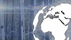 Animation of data processing and globe over server room. global technology and digital interface concept digitally generated video. - Powered by Shutterstock - Get 15% off with code: PIKWIZARD15