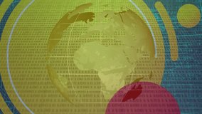 Animation of data processing and globe over shapes and computer circuit board. global technology, data processing and digital interface concept digitally generated video. - Powered by Shutterstock - Get 15% off with code: PIKWIZARD15