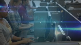 Animation of network of connections over caucasian female doctor using tablet. Global connections technology and digital interface concept digitally generated video. - Powered by Shutterstock - Get 15% off with code: PIKWIZARD15