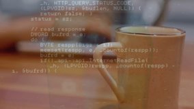 Animation of data processing over hands of caucasian woman using laptop. Computers, programming, data processing and technology concept digitally generated video. - Powered by Shutterstock - Get 15% off with code: PIKWIZARD15