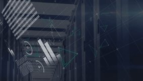 Animation of graphs, charts with financial data processing on digital interface against server room. Digital composite, communication, business, futuristic, technology, finance, economy. - Powered by Shutterstock - Get 15% off with code: PIKWIZARD15
