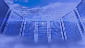 Animation of network of connections with icons and data over computer servers in clouds. Global cloud computing,connections, networks and data processing concept digitally generated video. - Powered by Shutterstock - Get 15% off with code: PIKWIZARD15