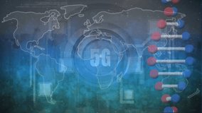 Animation of dna strand spinning over dna strand using clouds and cityscape. Social media and communication interface concept digitally generated video. - Powered by Shutterstock - Get 15% off with code: PIKWIZARD15