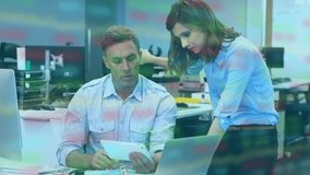 Animation of data processing over business people using animation. Global education digital interface and networks concept digitally generated video. - Powered by Shutterstock - Get 15% off with code: PIKWIZARD15