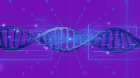 Animation of light spots over dna strand. Global science and digital interface concept digitally generated video. - Powered by Shutterstock - Get 15% off with code: PIKWIZARD15