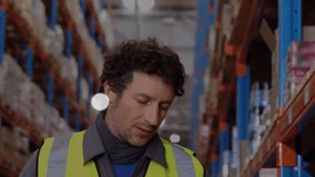 Animation of network of connections over male caucasian warehouse worker. Global business and connections concept digital generated video. - Powered by Shutterstock - Get 15% off with code: PIKWIZARD15