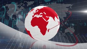 Animation of statistical and stock market data processing against spinning globe and world map. Global economy and business data technology concept - Powered by Shutterstock - Get 15% off with code: PIKWIZARD15