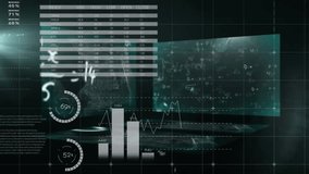Animation of financial data processing over mathematical equations on black background. Global finances, business, computing and digital interface concept digitally generated video. - Powered by Shutterstock - Get 15% off with code: PIKWIZARD15