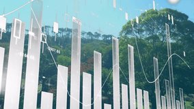 Upon chart emerging, 3D bars rising, trend line sweeping and elements animating, visualizing funds. Nature, innovation, technology, analytics, visualization, growth, environmental - Powered by Shutterstock - Get 15% off with code: PIKWIZARD15