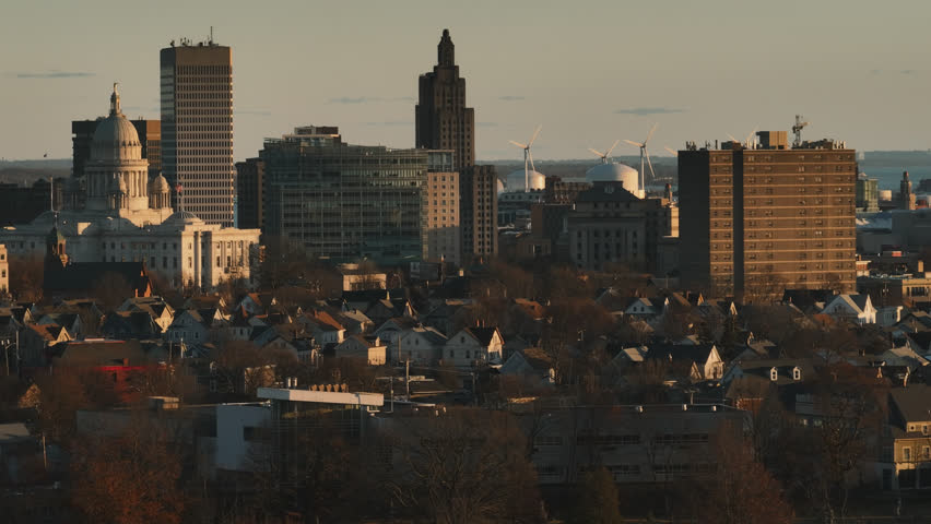 Aerial view of Providence, Rhode Island on an autumn day