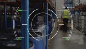 Animation of data processing over caucasian worker in warehouse. Global business and digital interface concept digitally generated video. - Powered by Shutterstock - Get 15% off with code: PIKWIZARD15