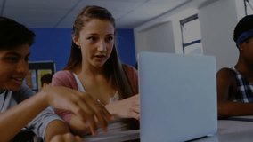 Animation of data processing over diverse students using laptop. Global education and digital interface concept digitally generated video. - Powered by Shutterstock - Get 15% off with code: PIKWIZARD15