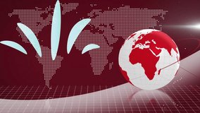 Animation of globe with world map over light trails on red background. Global technology, computing and digital interface concept digitally generated video. - Powered by Shutterstock - Get 15% off with code: PIKWIZARD15