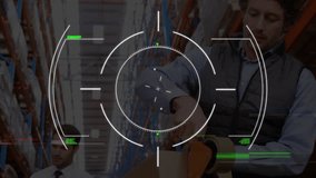 Animation of data processing over people working in warehouse. Global education digital interface and connections concept digitally generated video. - Powered by Shutterstock - Get 15% off with code: PIKWIZARD15