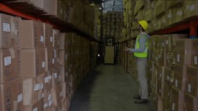 Animation of network of people and chat icons over forklift truck and shelves at goods warehouse. Connection, business, shipping, industry and communication, digitally generated video. - Powered by Shutterstock - Get 15% off with code: PIKWIZARD15