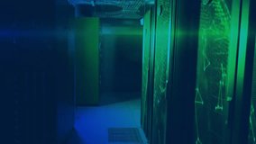 Binary code animation over futuristic data center with glowing green lights. Technology, digital, cybersecurity, innovation, network, matrix - Powered by Shutterstock - Get 15% off with code: PIKWIZARD15