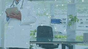 Doctor holding tablet while floating metrics appear, tapping and swiping for medical data review. Technology, healthcare, innovation, medical, digital, professional, analysis - Powered by Shutterstock - Get 15% off with code: PIKWIZARD15