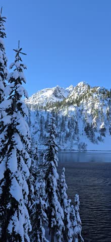 Snow Lake Trail in winter covered in snow
