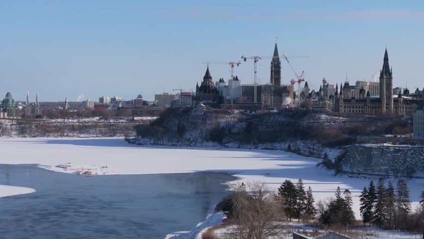 Long lens shot of Parliament Hill