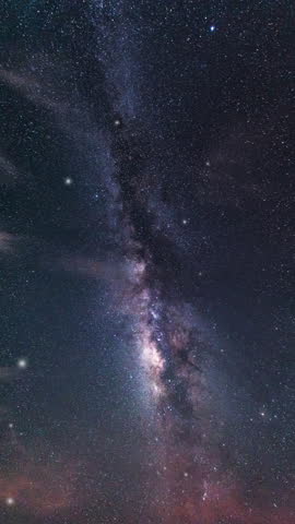 Vertical colorful milky way galaxy animation for mobile phone wallpaper background