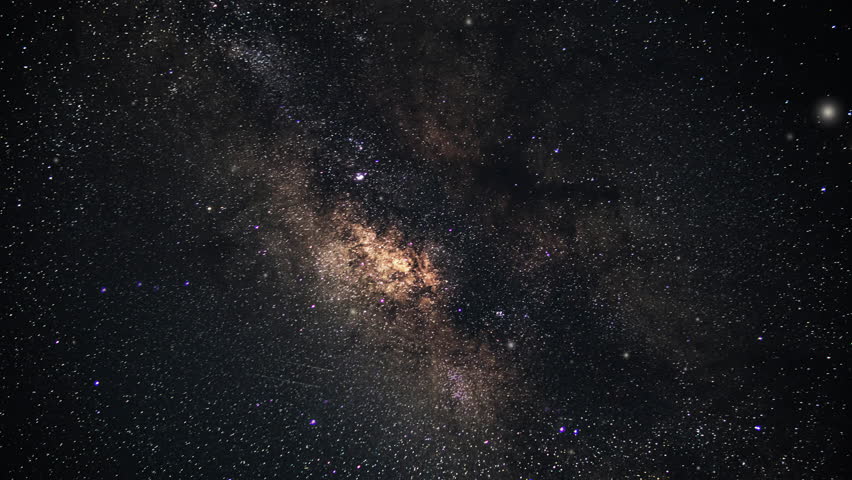 Detailed horizontal view of milky way galaxy core in dark night sky