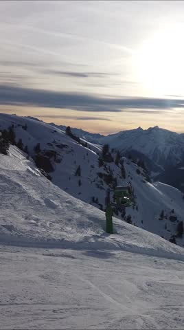 Skiers and Snowboarders Descending Ski Slope in Mayrhofen, Austria