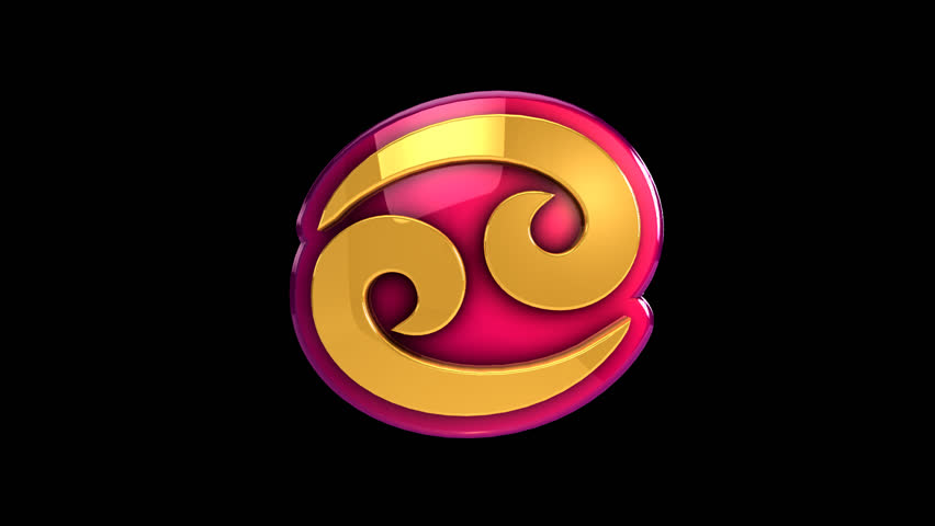 golden 3d render icon signs cancer with alpha rotary