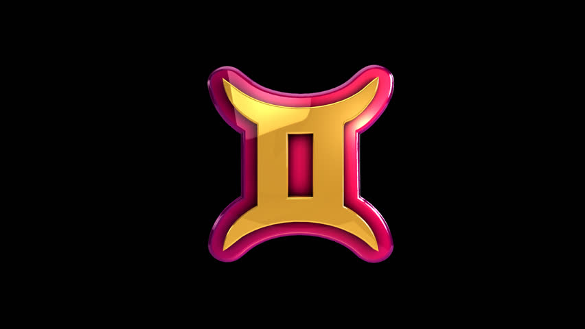 golden 3d render icon signs gemini with alpha rotary