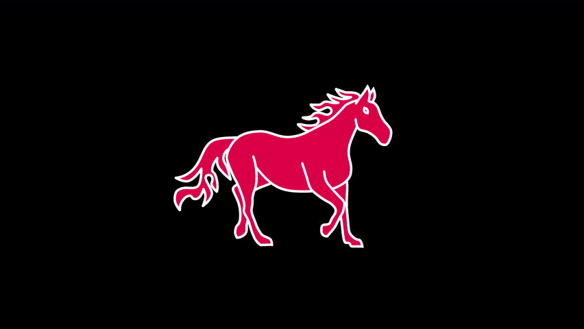 Animated horse sticker in traditional Chinese New Year style. A dynamic symbol of energy, strength, and good fortune. Includes alpha channel for transparent background.