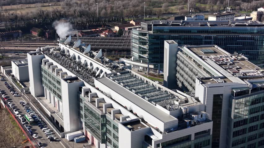 Modern Business District Aerial View of Urban Office Buildings