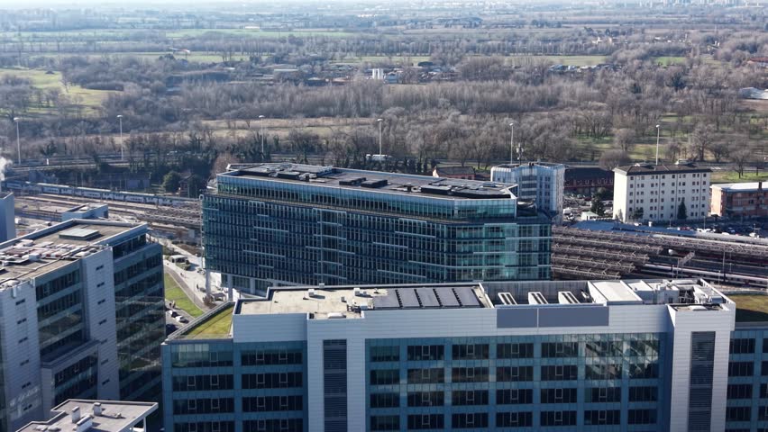 Aerial View of Modern Business District Europe City