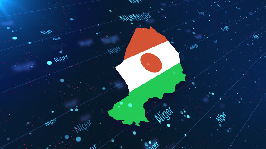 Niger Geographic Map and Flag Animated Motion Graphic Background