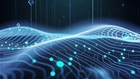 Vibrant neon light waves flowing through a futuristic digital landscape, creating a mesmerizing visual effect. - Powered by Shutterstock - Get 15% off with code: PIKWIZARD15