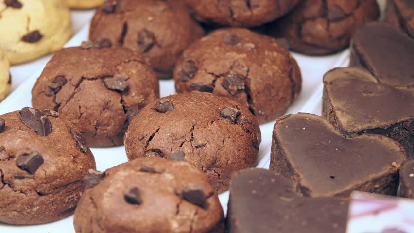Cookies and chocolates displayed at local bakery