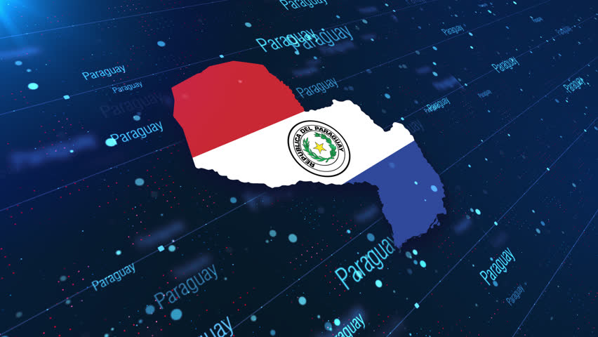 Paraguay Geographic Map and Flag Animated Motion Graphic Background