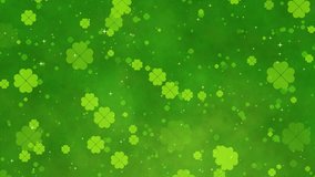 Four-leaf clovers drifting across a festive green background, St. Patrick's Day or representing luck and good fortune, loopable animation - Powered by Shutterstock - Get 15% off with code: PIKWIZARD15