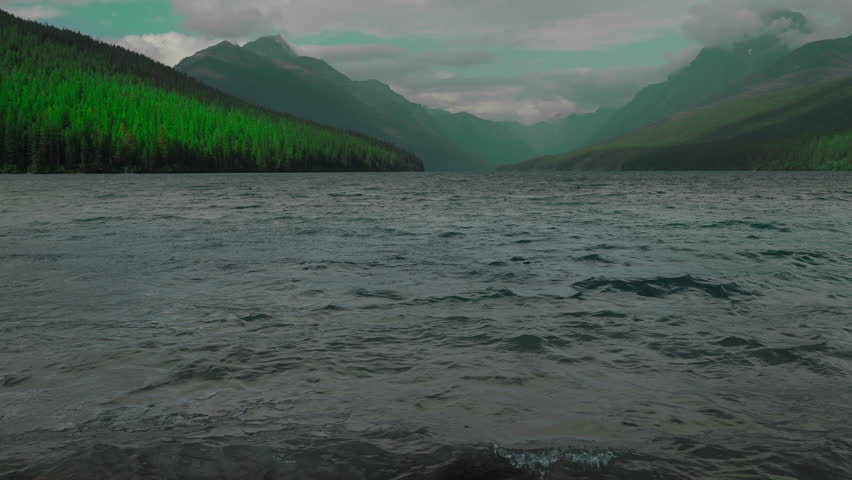 Calm lake with mountain views in Montana, serene and peaceful scenery