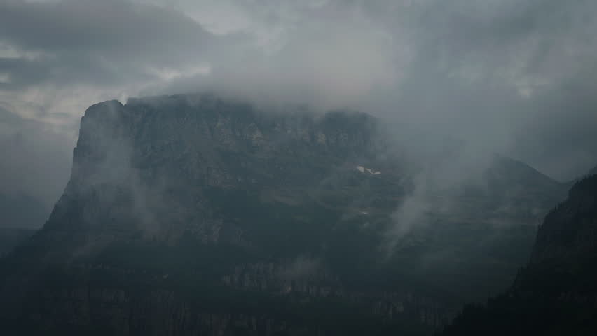 Moody Montana mountain landscape shrouded in mist and mystery