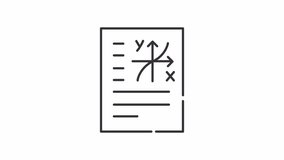 Animated higher mathematics notes line icon. Graph functions animation. Math student notebook sheet. Education and knowledge. Outline element on white background. HD video with alpha channel - Powered by Shutterstock - Get 15% off with code: PIKWIZARD15