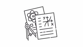 Animated student notes line icon. High school classes animation. Natural science learning. Education in high school. Studying. Outline element on white background. HD video with alpha channel - Powered by Shutterstock - Get 15% off with code: PIKWIZARD15
