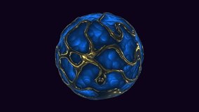 A stunning blue and gold-colored decorative ball featuring intricate, swirling patterns. The exquisite design suggests it could serve as a striking ornament or stylish jewelry piece - Powered by Shutterstock - Get 15% off with code: PIKWIZARD15