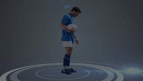 Animation of diverse data and network of connections over caucasian male rugby player. global sports, connections and technology concept digitally generated video. - Powered by Shutterstock - Get 15% off with code: PIKWIZARD15