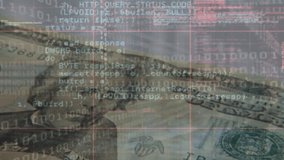 Animation of data processing over banknotes. global business, gambling and digital interface concept digitally generated video. - Powered by Shutterstock - Get 15% off with code: PIKWIZARD15