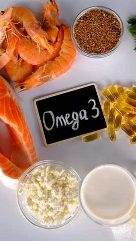 Foods containing vitamin D and omega 3. Selective focus. Food.