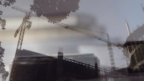 Animation of interface with data processing over construction site against banging gavel. Computer interface and architecture business technology concept - Powered by Shutterstock - Get 15% off with code: PIKWIZARD15