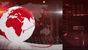 Animation of globe and world map over data processing on red background. Global technology, computing and digital interface concept digitally generated video. - Powered by Shutterstock - Get 15% off with code: PIKWIZARD15