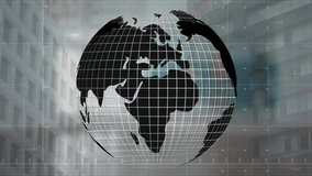 Animation of statistics and financial data processing over globe and city. Global finance, business, connections, computing and data processing concept digitally generated video. - Powered by Shutterstock - Get 15% off with code: PIKWIZARD15