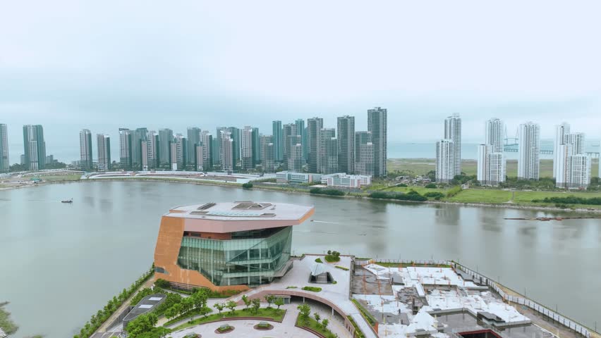 Aerial View near Songdo Central Park in Incheon, South Korea